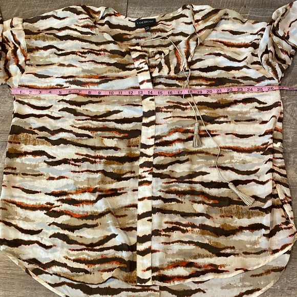 Lane Bryant Earthy Tones Sheer Blouse with Gold Tassels Size 18/20 - Picture 6 of 13